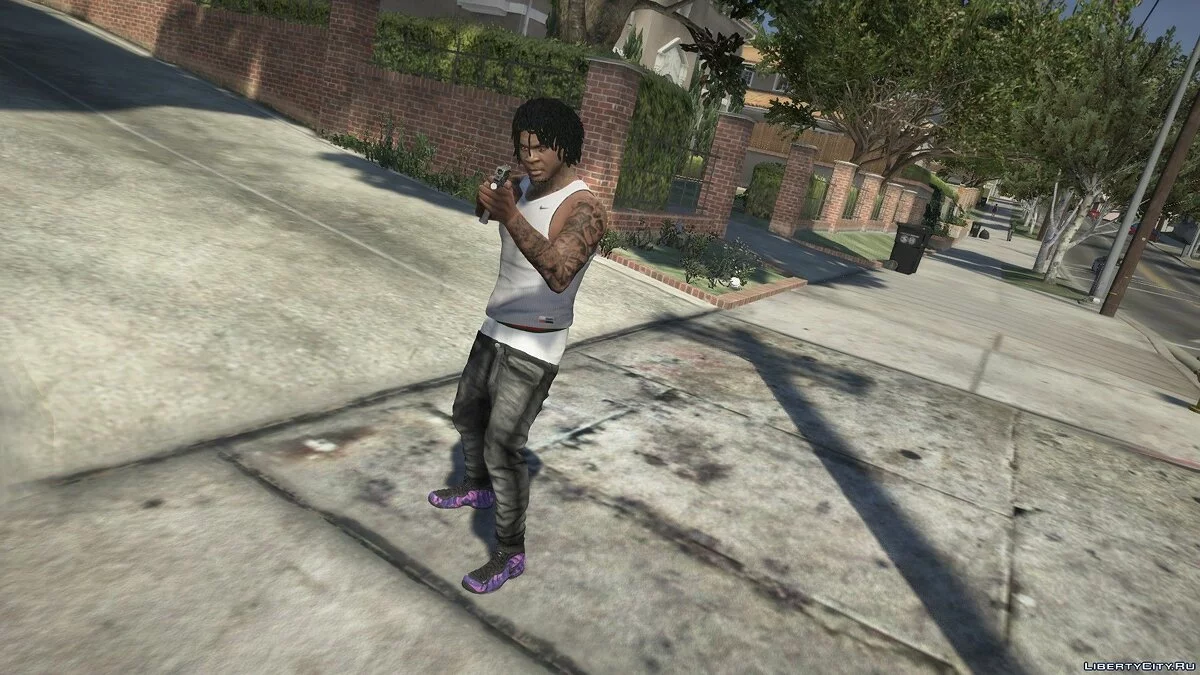 Sepatu Sneakers Purple Camo Foamposite Pro / GTA 5