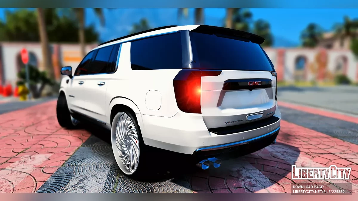Custom Tuned GMC Yukon Denali On 26-inch Staggered Amani Forged Wheels with a Satin Center & Chrome lips / GTA 5