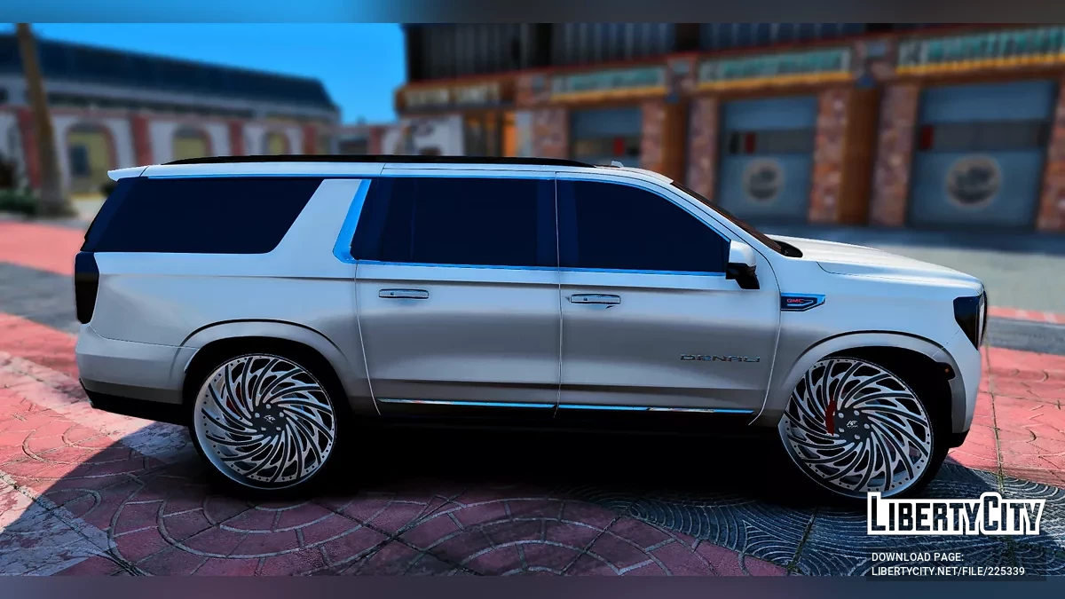Custom Tuned GMC Yukon Denali On 26-inch Staggered Amani Forged Wheels with a Satin Center & Chrome lips / GTA 5