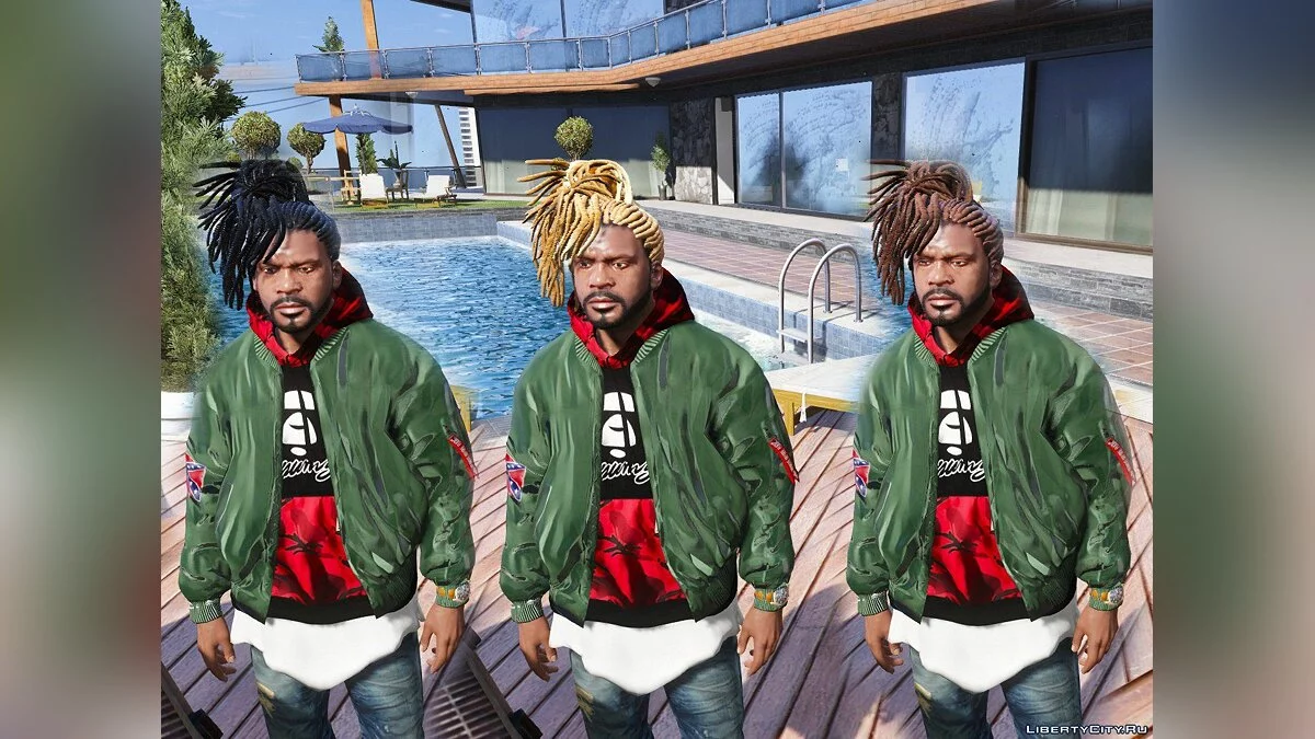 Long Hair for Franklin Ver. 2 1.0 / GTA 5