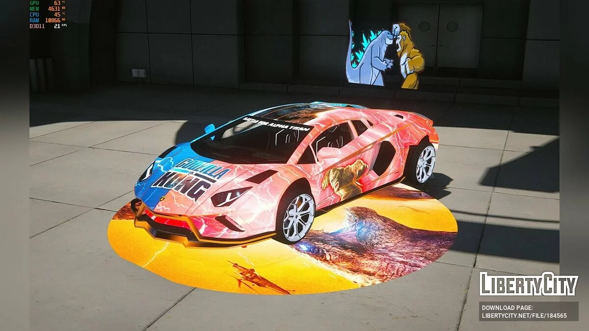 Lamborghini Aventador Godzilla vs Kong / GTA 5