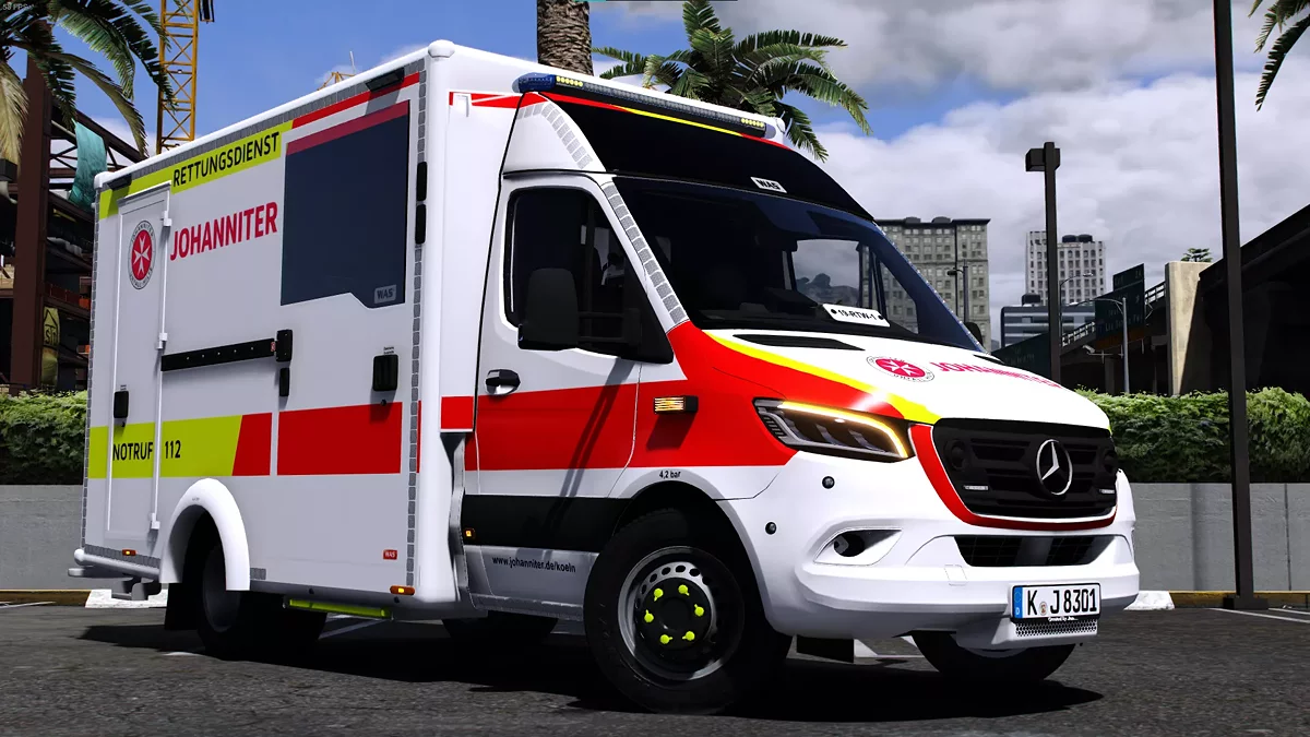 Mercedes-Benz Sprinter 319 CDI WAS-500 RTW Johanniter Koeln / GTA 5