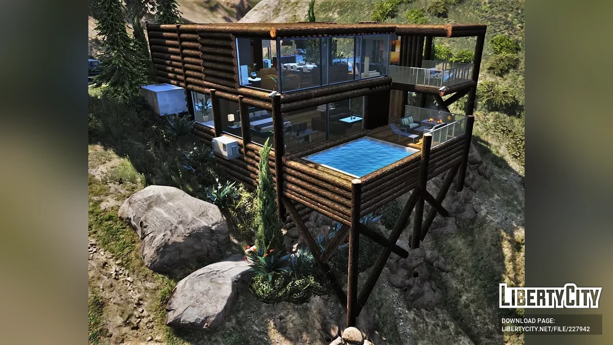 Rumah Ramah Lingkungan di Pegunungan / GTA 5