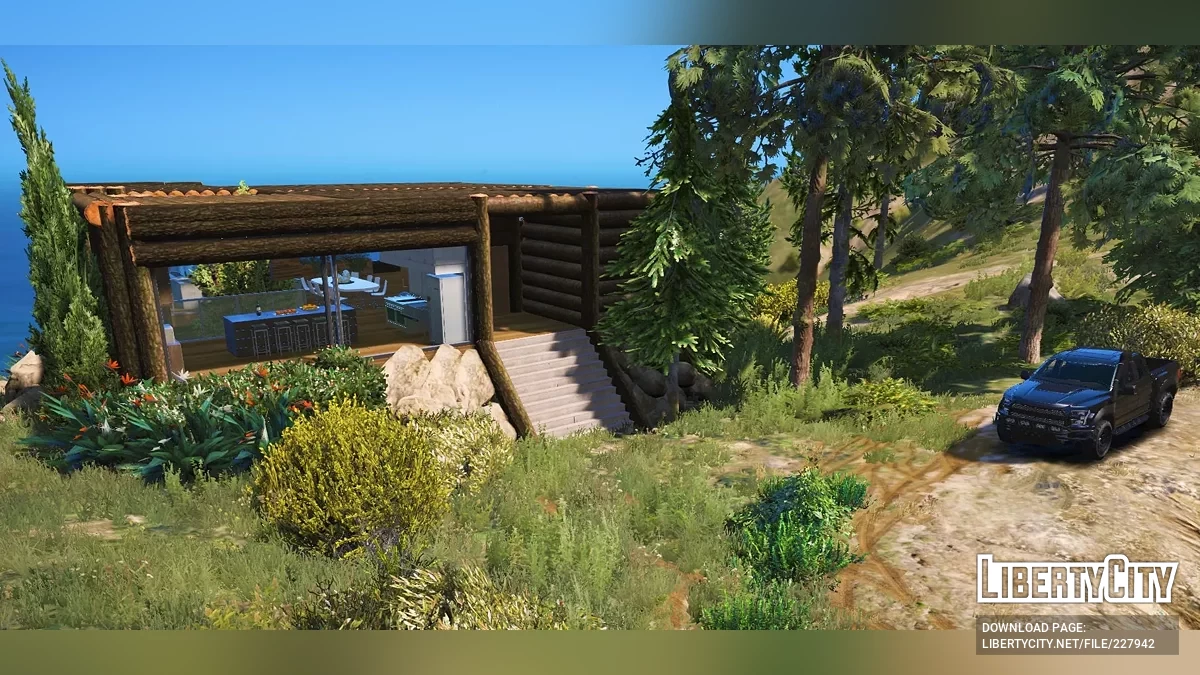 Rumah Ramah Lingkungan di Pegunungan / GTA 5