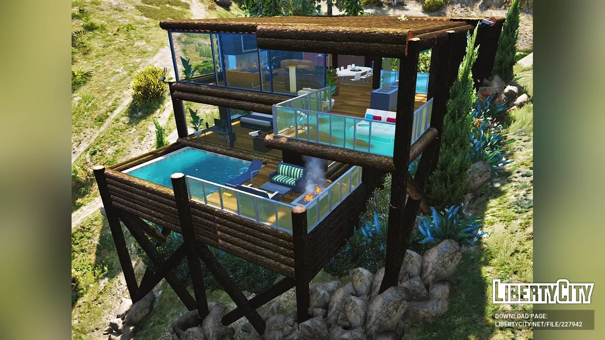 Rumah Ramah Lingkungan di Pegunungan / GTA 5