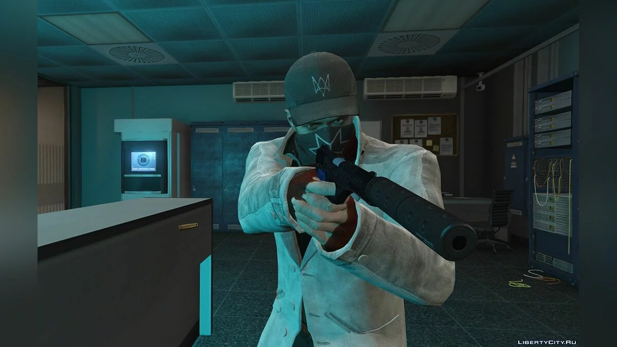 Aiden Pearce + Masque Réel et Modèle de Chemise Intérieure + Tête Réelle v1.5 / GTA 5