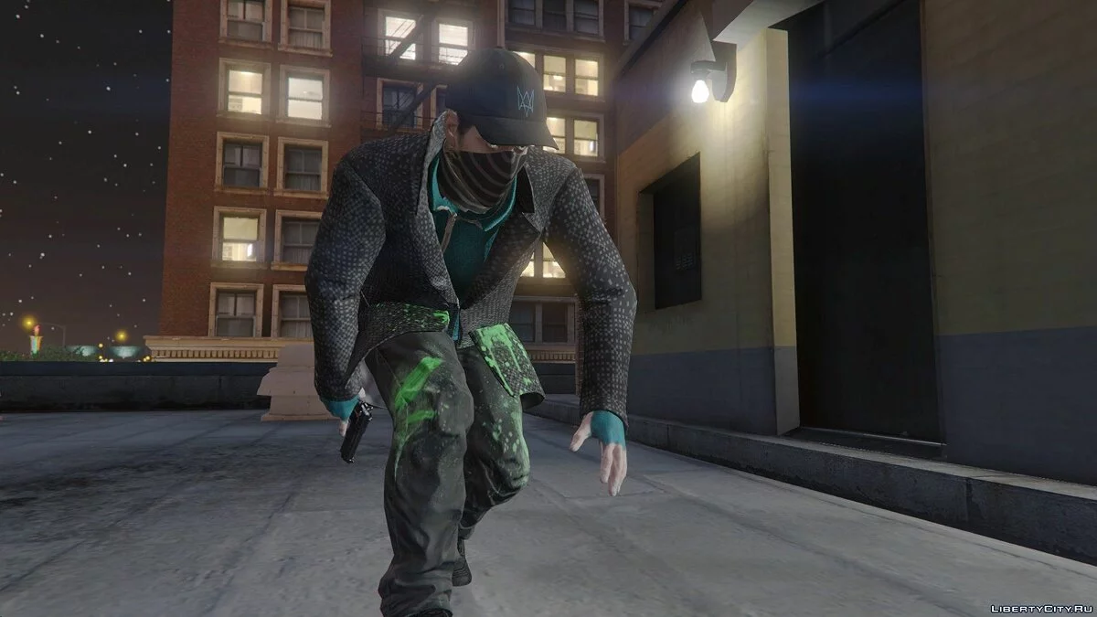 Aiden Pearce + Masque Réel et Modèle de Chemise Intérieure + Tête Réelle v1.5 / GTA 5