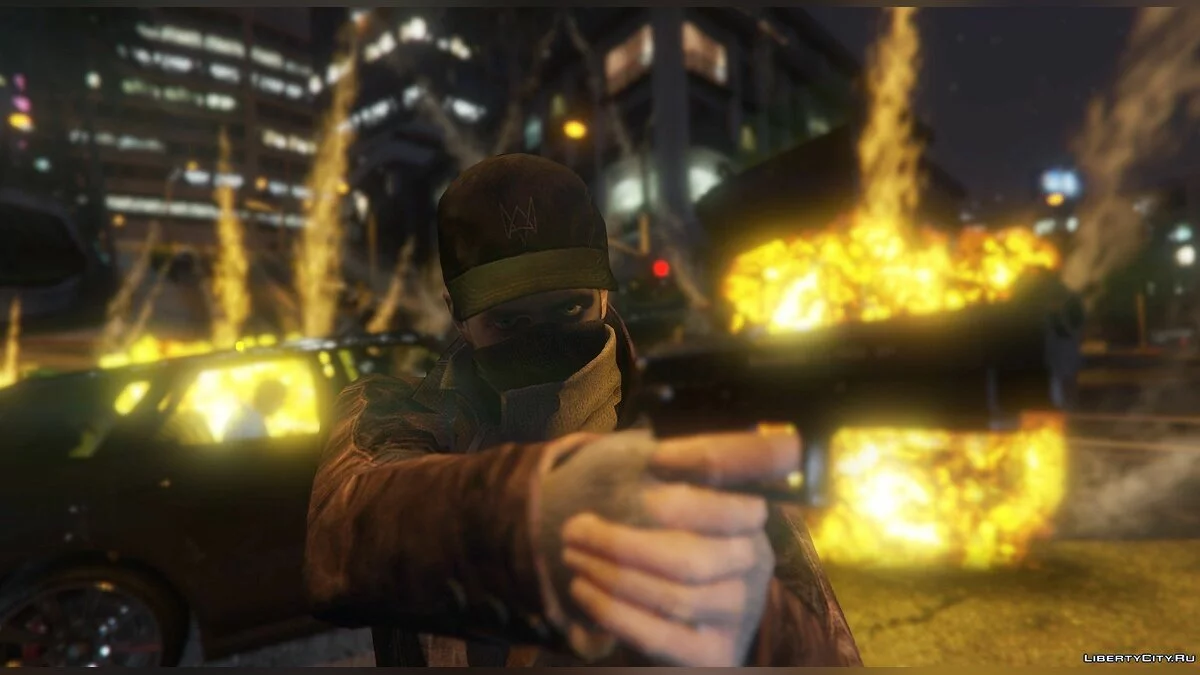 Aiden Pearce + Masque Réel et Modèle de Chemise Intérieure + Tête Réelle v1.5 / GTA 5
