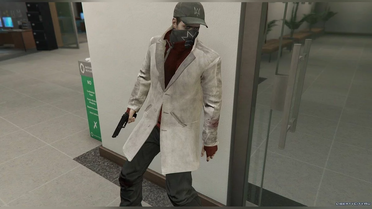 Aiden Pearce + Masque Réel et Modèle de Chemise Intérieure + Tête Réelle v1.5 / GTA 5