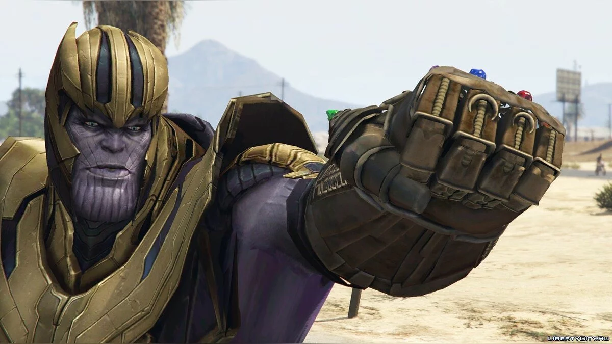 Thanos avec un gant métallique réaliste de l'infini / GTA 5