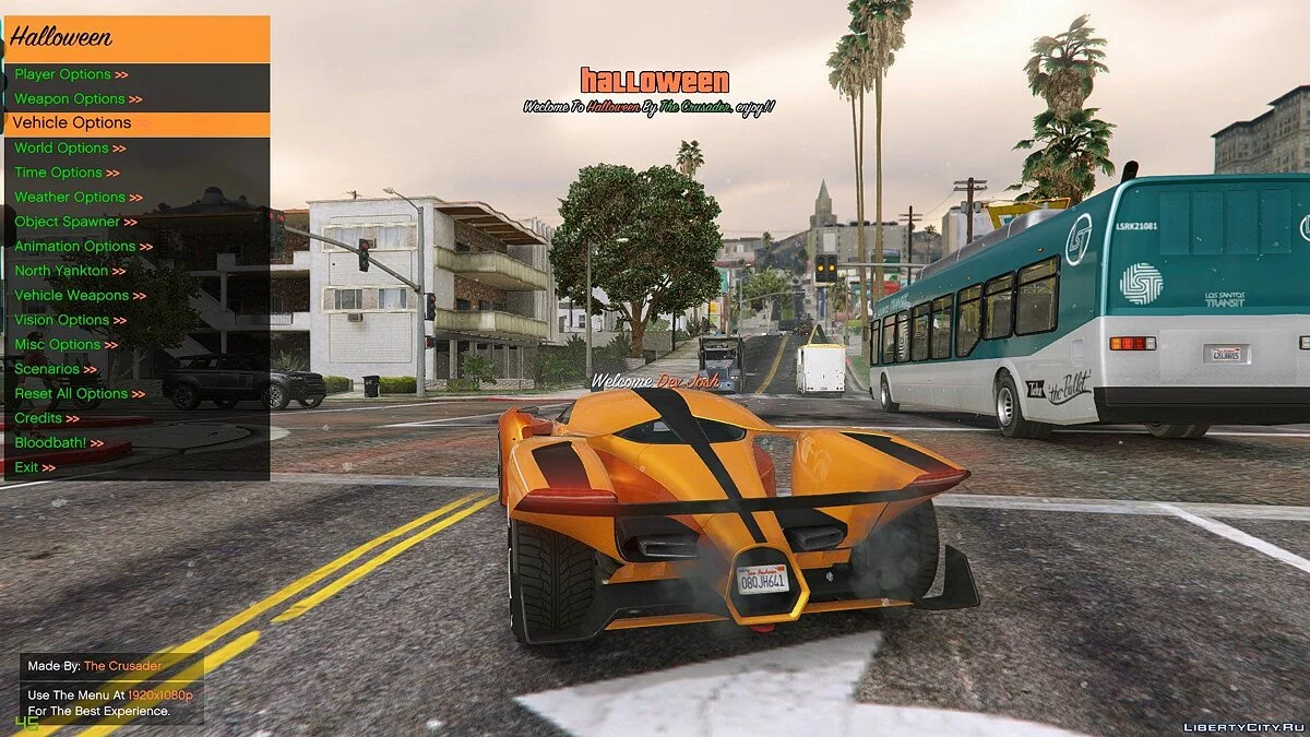 Меню модифікації Хеллоуїн (відкритий код) 1.02 / GTA 5