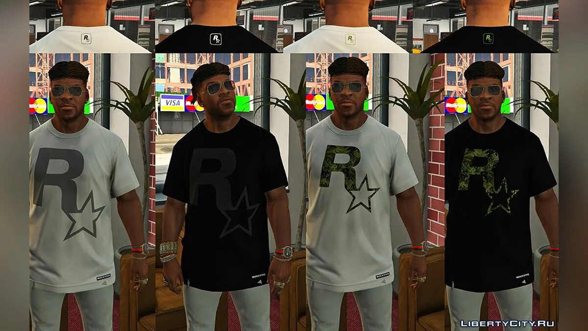 Paquete de camisetas de marca "Rockstar" para los protagonistas del juego / GTA 5