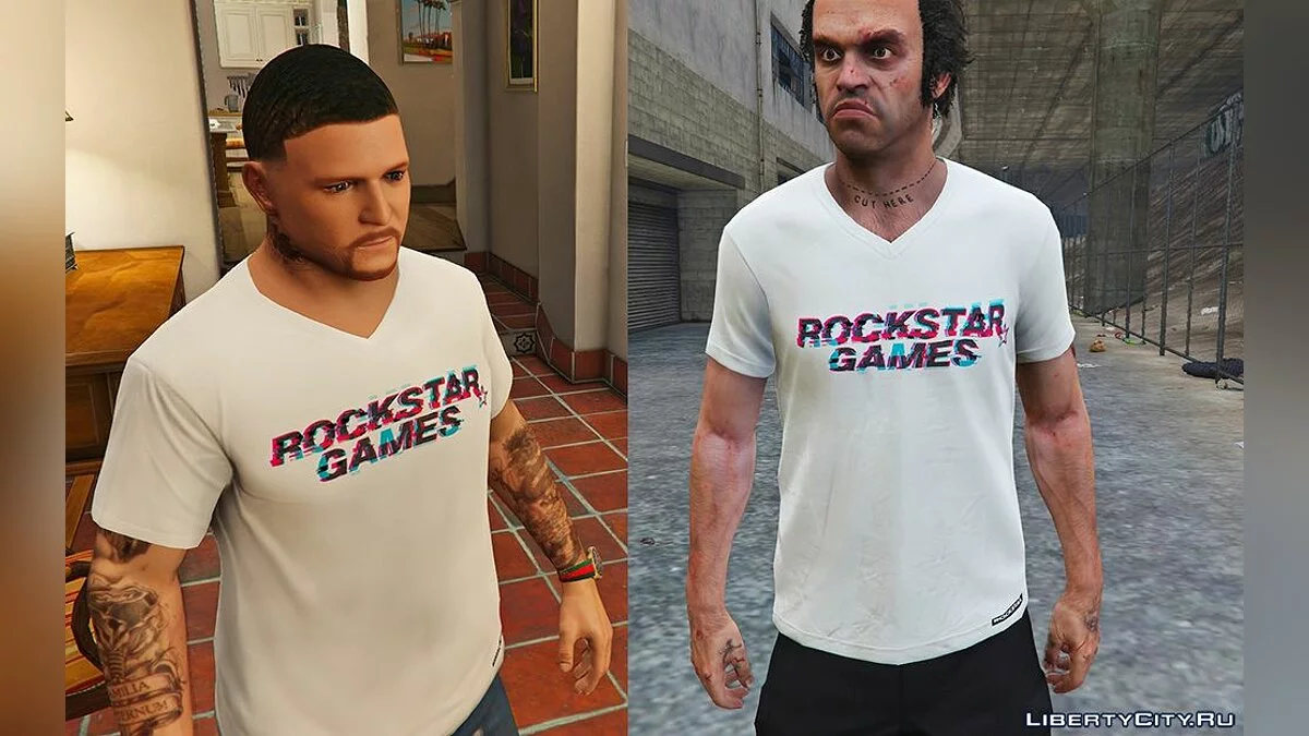 Paquete de camisetas de marca "Rockstar" para los protagonistas del juego / GTA 5