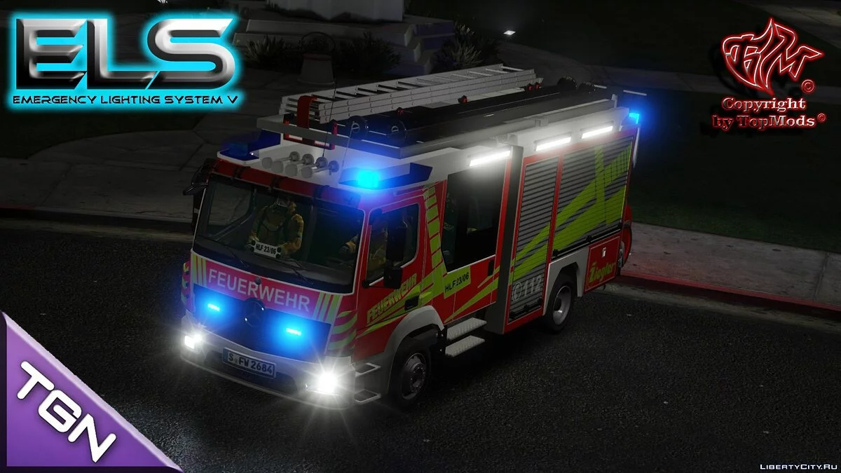 Mercedes-Benz Atego HLF + Script [ELS] (Camión de bomberos alemán) / GTA 5