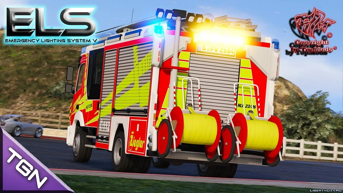 Mercedes-Benz Atego HLF + Script [ELS] (Camión de bomberos alemán) / GTA 5