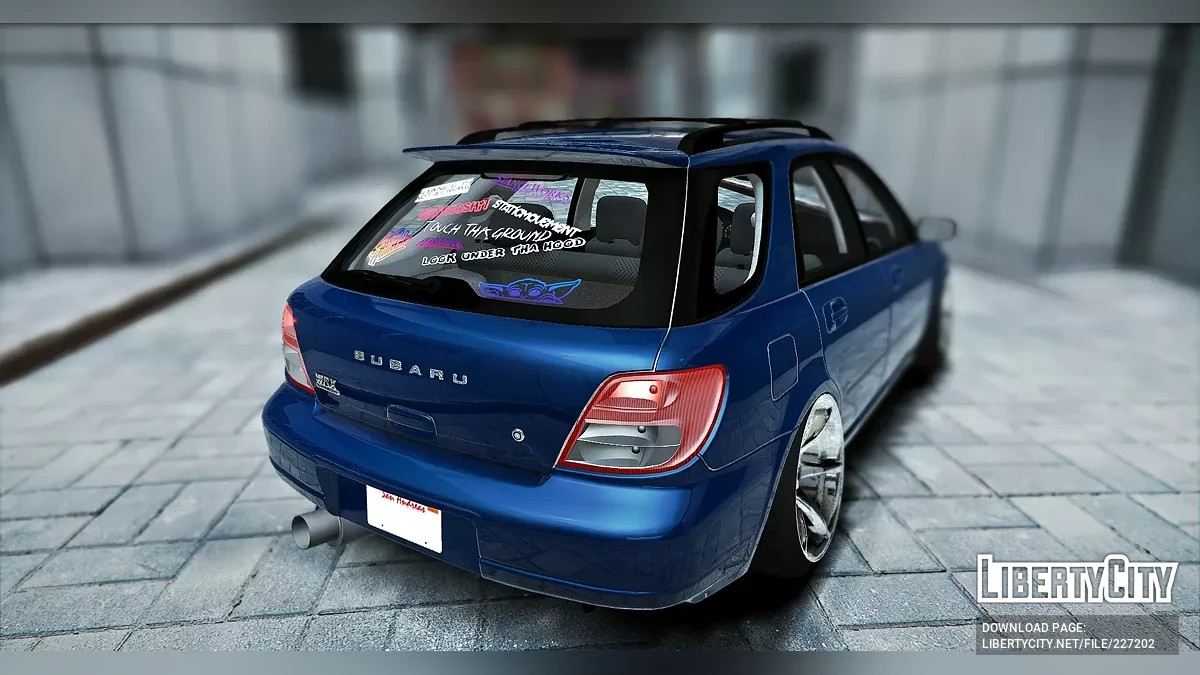 2002 Subaru Impreza WRX Kombi mit individuellen Fensteraufklebern / GTA 5