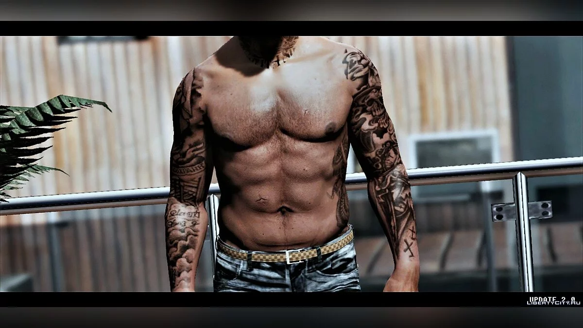 Franklin's Tattoos - Body tattoos and Bullets Scars 2.3 / GTA 5