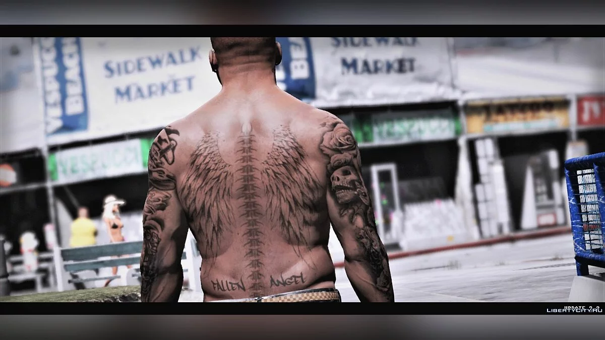 Franklin's Tattoos - Body tattoos and Bullets Scars 2.3 / GTA 5