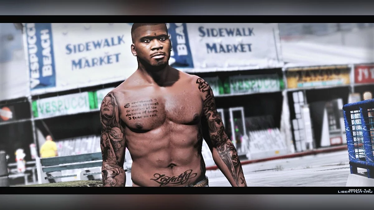 Franklin's Tattoos - Body tattoos and Bullets Scars 2.3 / GTA 5