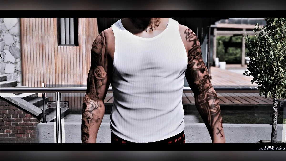 Franklin's Tattoos - Body tattoos and Bullets Scars 2.3 / GTA 5