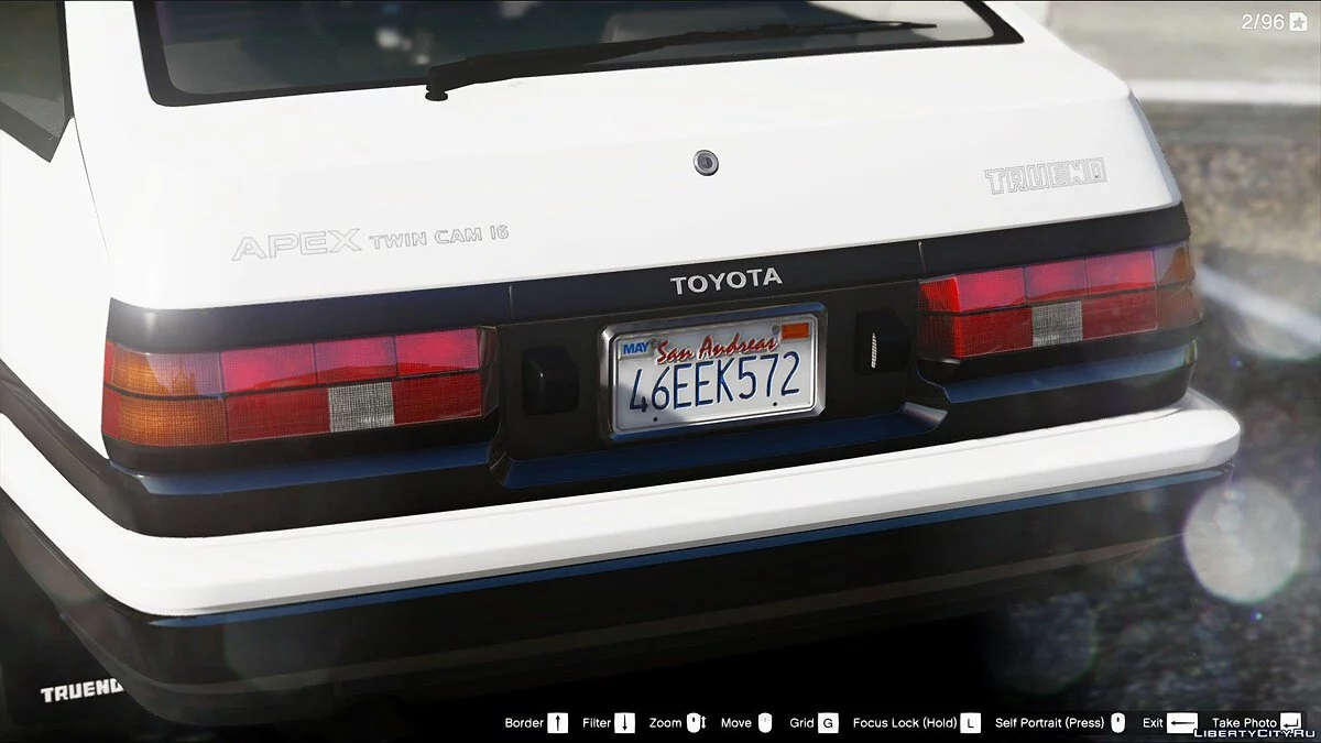 1985年丰田Sprinter Trueno GT Apex (AE86) [附加/替换 | 调整 | 模板 | 车身涂装 | 右舵] 9.0 / GTA 5