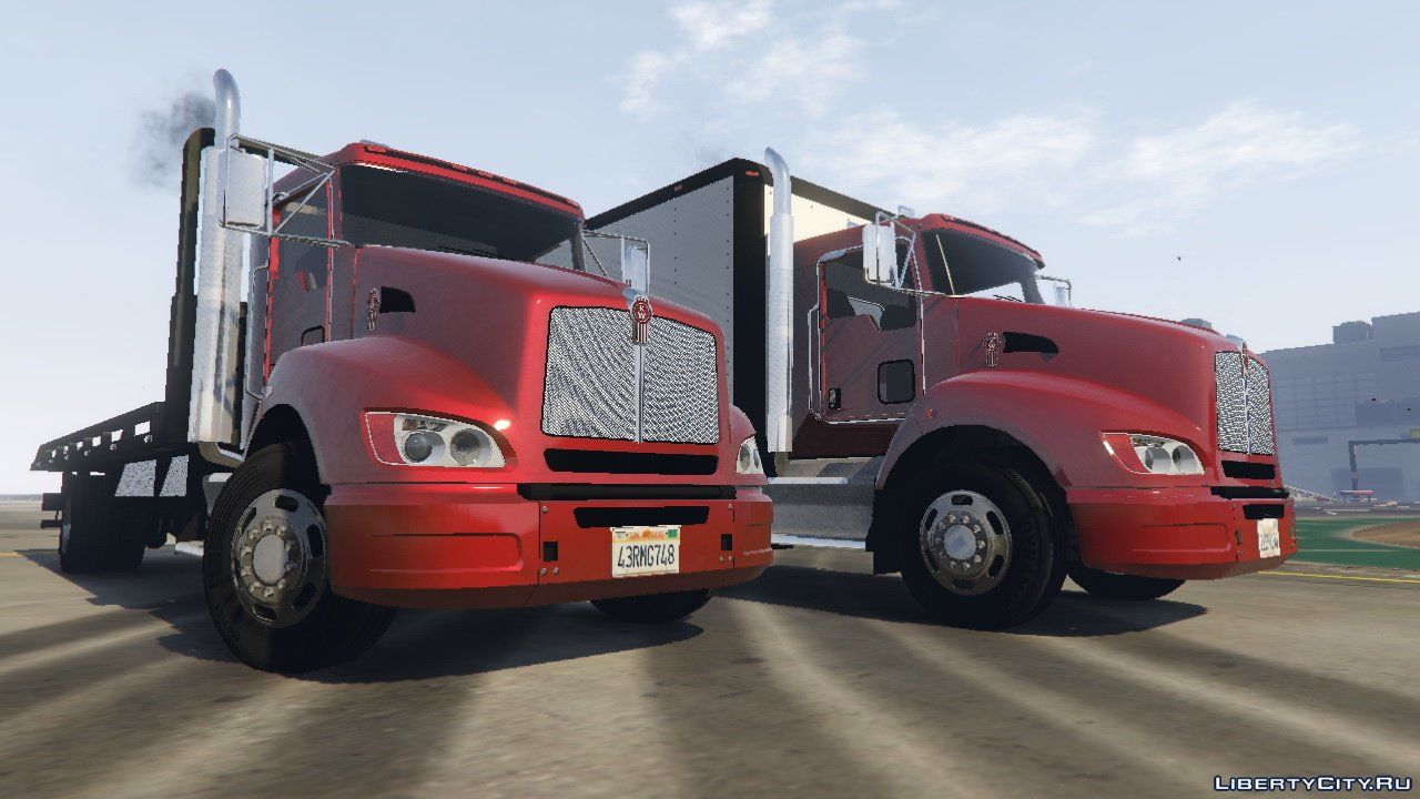 Поставь грузовой. Kenworth t370 Flatbed. Kenworth t440 Box. GTA 5 Kenworth t900. Kenworth t608 грузовик.