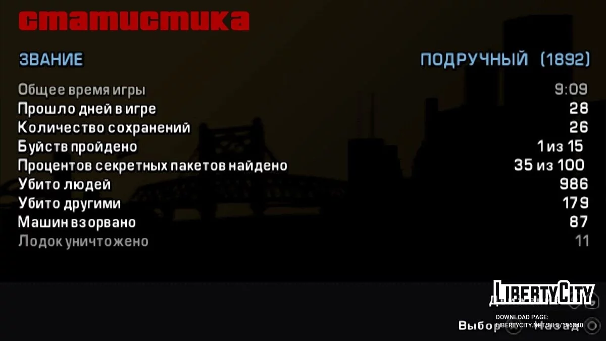 Speichern für Sindacco Chronicles mit bestandener Handlung / GTA Liberty City Geschichten