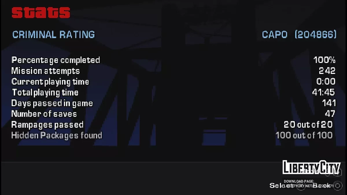 Стартові та 100% збереження для адаптації GTA LCS PC / GTA Liberty City Stories