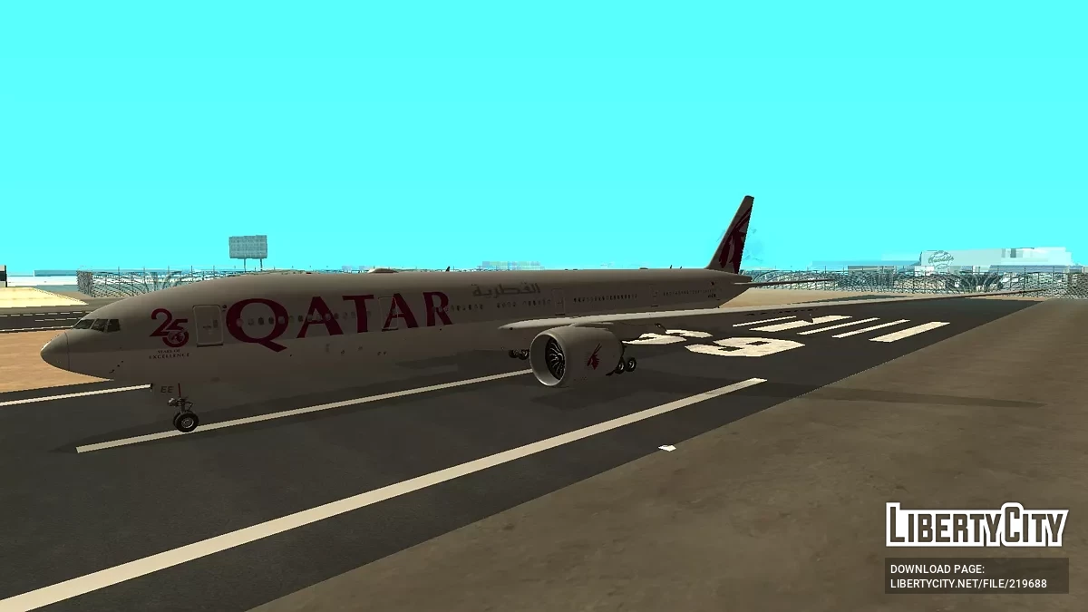 Qatar Airways Boeing 777-3DZER A7-BEE 25 Years of Excellence Sticker / GTA San Andreas