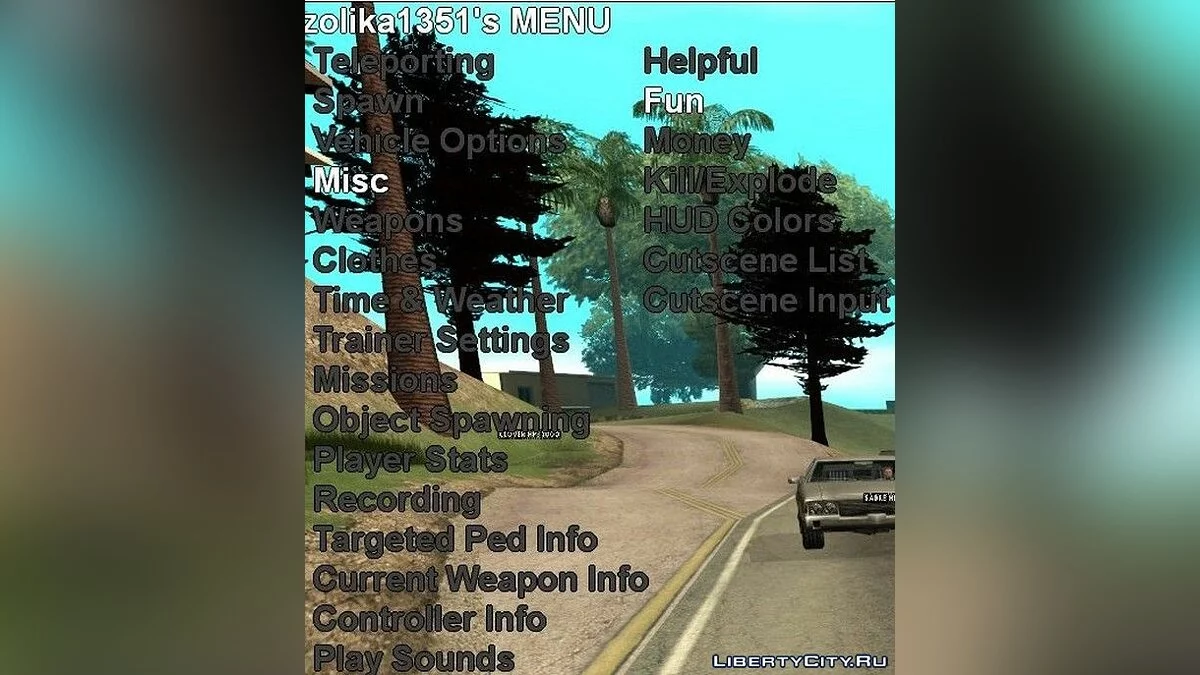 Entraîneur natif de Zolika1351/Menu de mod / GTA San Andreas