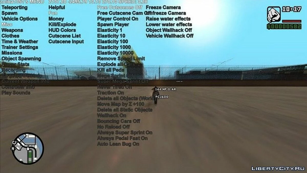 Entraîneur natif de Zolika1351/Menu de mod / GTA San Andreas
