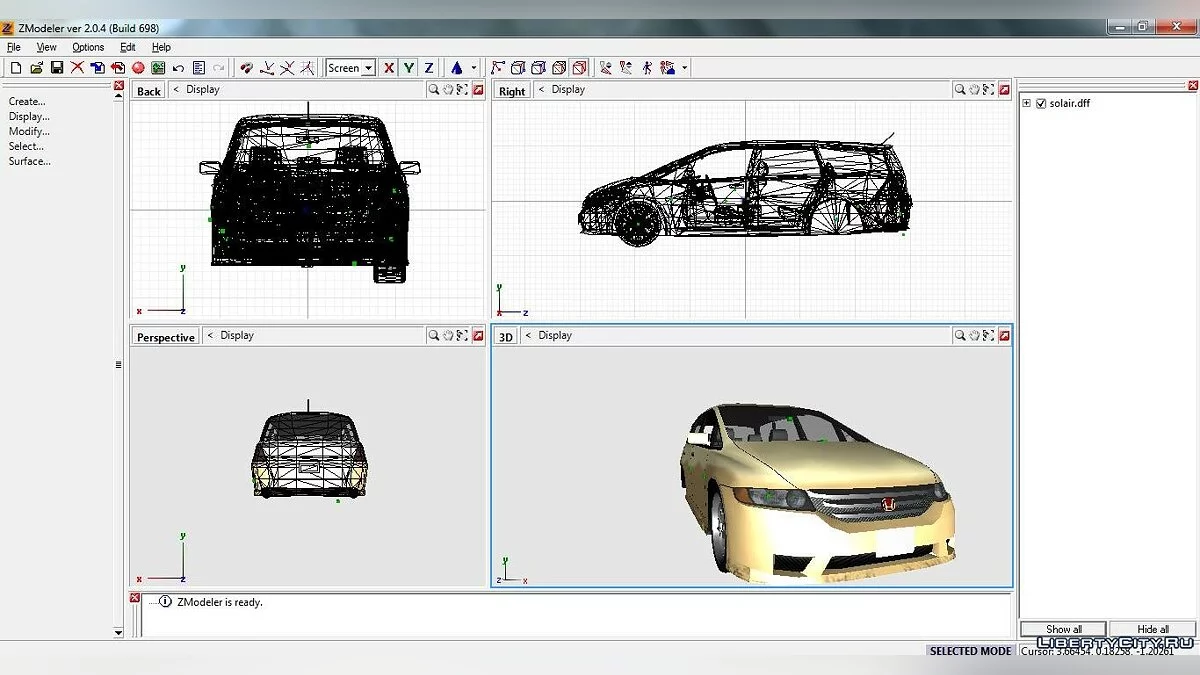 Zmodeler v 2.2.4 + additional components / GTA San Andreas