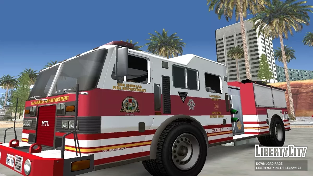 Camión de Bomberos MTL de GTA 5 / Online [Vehfuncs] / GTA San Andreas