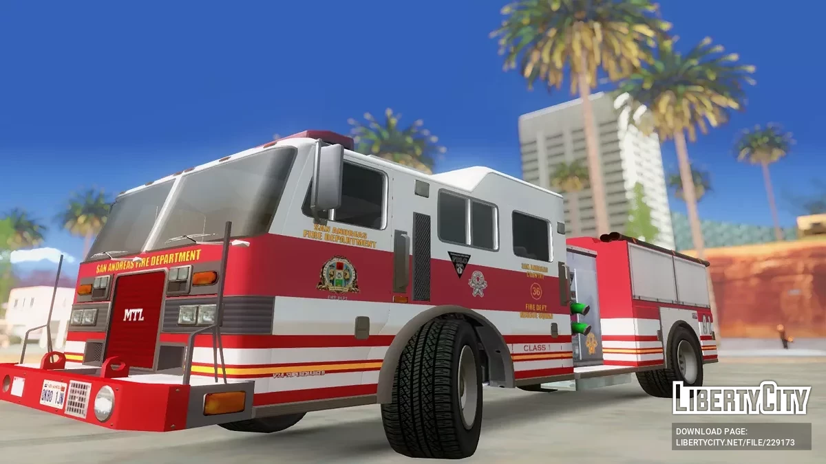 Camión de Bomberos MTL de GTA 5 / Online [Vehfuncs] / GTA San Andreas