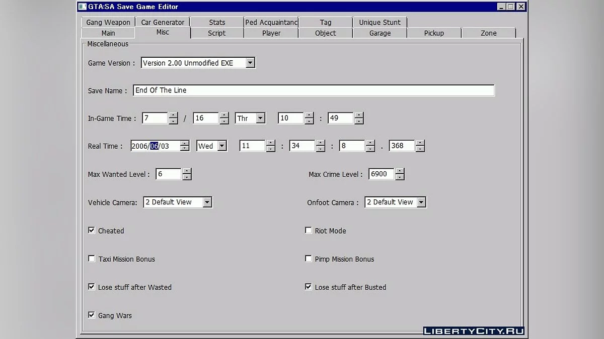 Редактор збережень GTA San Andreas 100 / GTA San Andreas