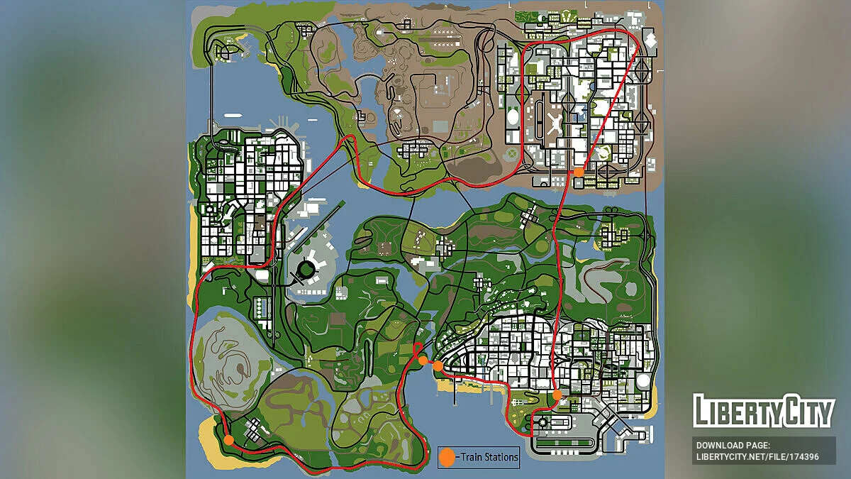 Train on streets and highways for remaster / GTA San Andreas: The Definitive Edition