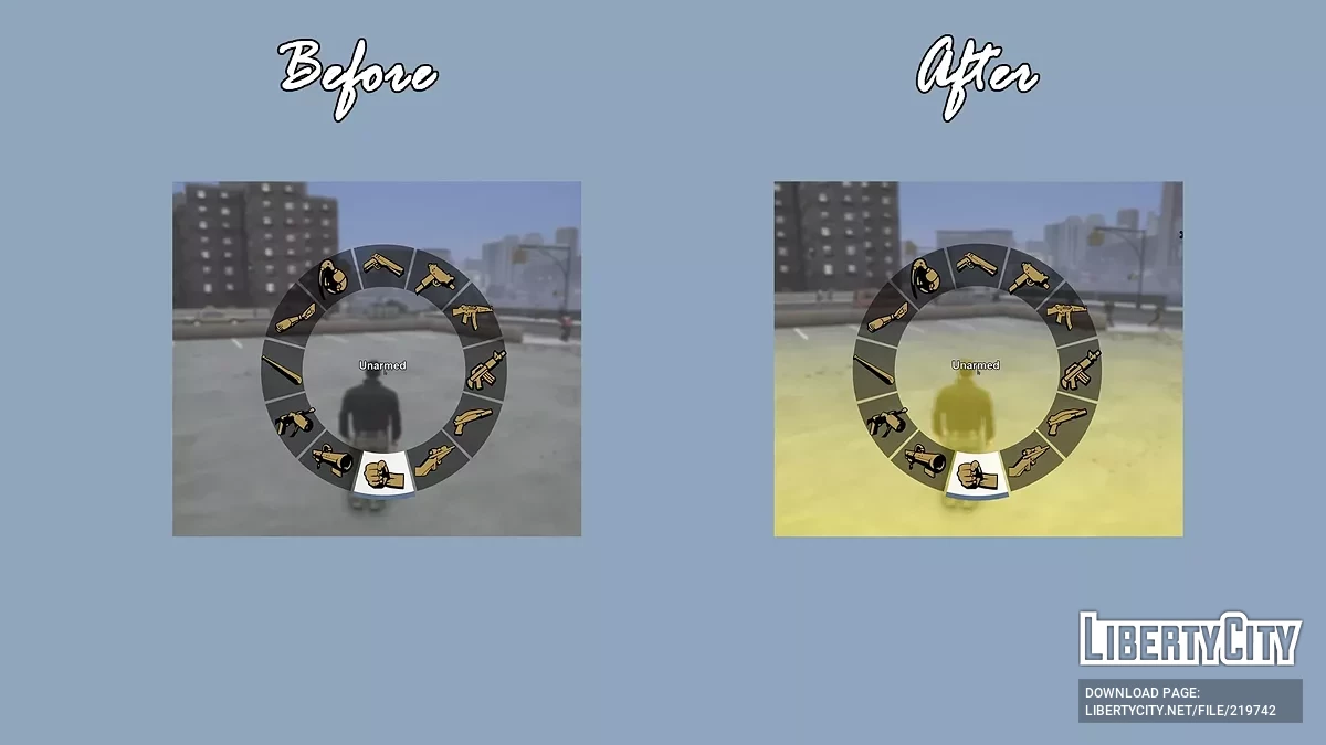 Відновлені кольори збройового колеса / GTA San Andreas: The Definitive Edition