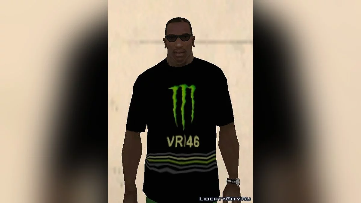 Футболка Valentino Rossi Monster Energy VR 46 Страйпи Чорна / GTA San Andreas