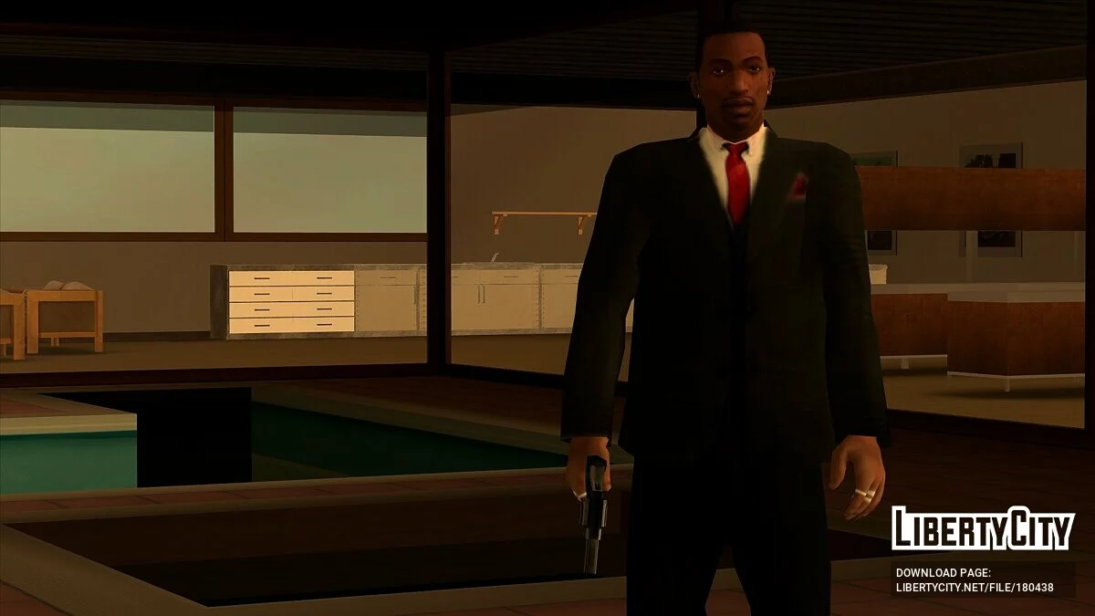 带领带和背心的全新灰色和黑色西装 / GTA San Andreas