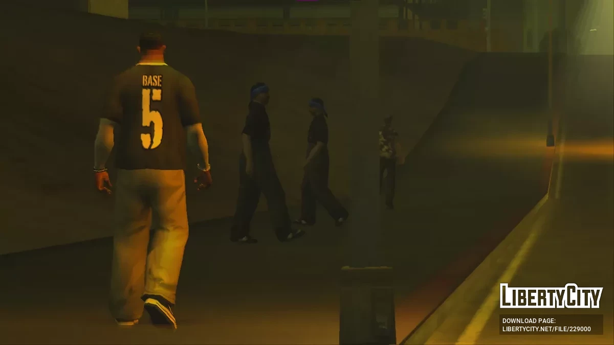 Grey Double Layered BASE 5 Tee / GTA San Andreas