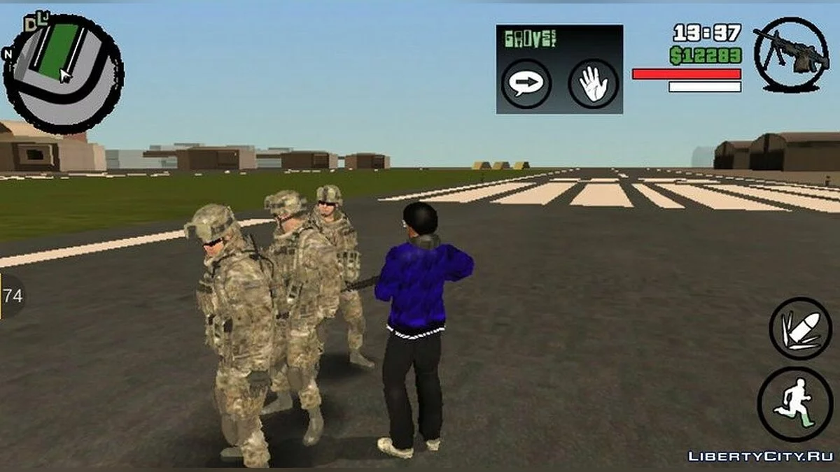 Sob a proteção do exército / GTA San Andreas (iOS, Android)
