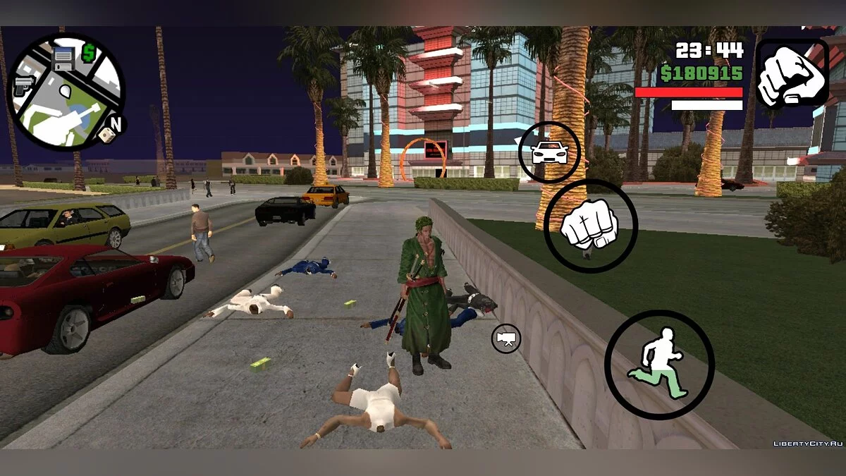 Samouraï Zorro décapitant / GTA San Andreas (iOS, Android)