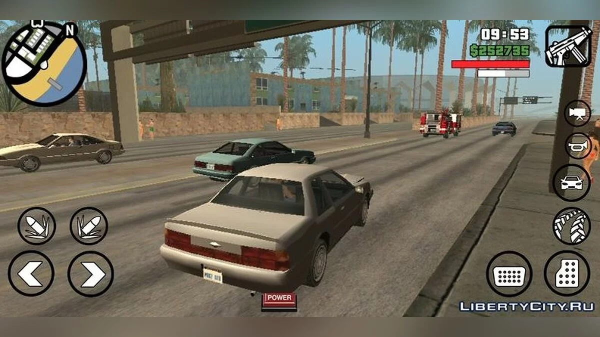Camión de bomberos en la carretera / GTA San Andreas (iOS, Android)