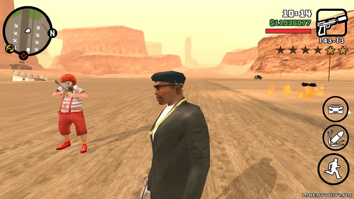 المهرج المجنون / GTA سان أندرياس (iOS، أندرويد)