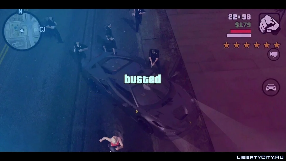Arrest and death as in Definitive Edition / GTA San Andreas (iOS, Android)