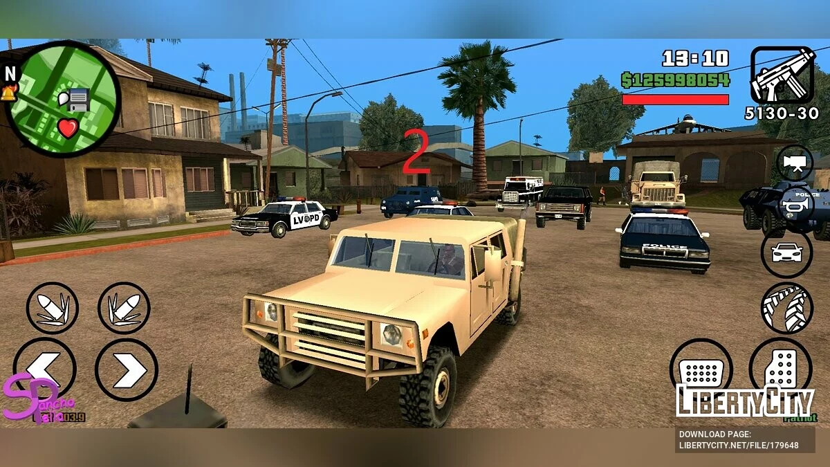 نقل الشرطة وقوات الأمن في شارع Grove / GTA سان أندرياس (iOS، أندرويد)