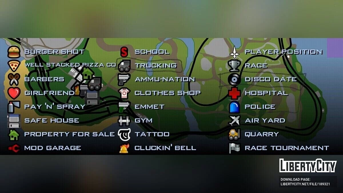 أيقونات أكثر للرادار / GTA سان أندرياس (iOS، أندرويد)