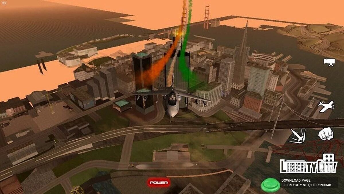 The flag of India behind the fighter jet / GTA San Andreas (iOS, Android)