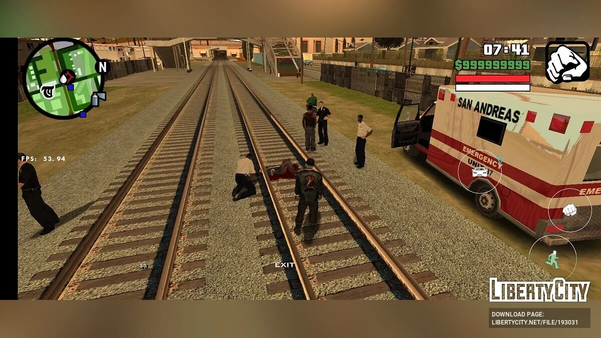 Pessoas atingidas por um trem / GTA San Andreas (iOS, Android)