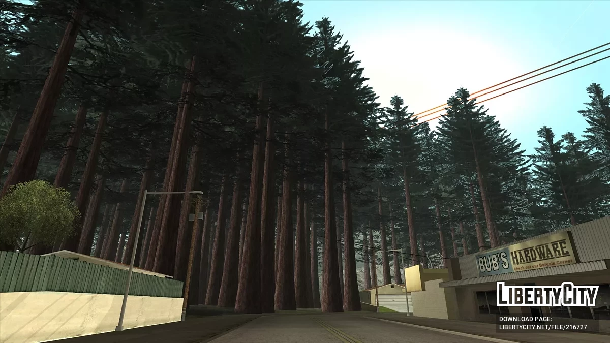 Massif forestier dans le village de Palomino Creek / GTA San Andreas